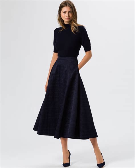 women's navy blue midi skirt.